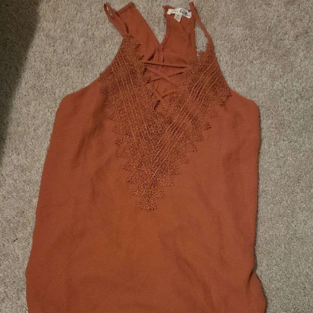 Nine Britton Terracotta Lace Detail Tank Top